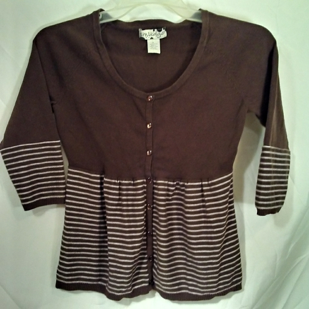Smudge Empire Waist Lng Slv Sweater Girls L Cotton